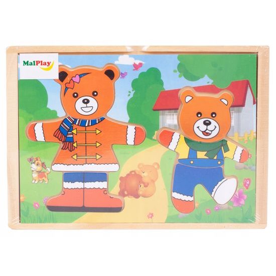 Dřevěná ukládačka s medvídky Bear Dress