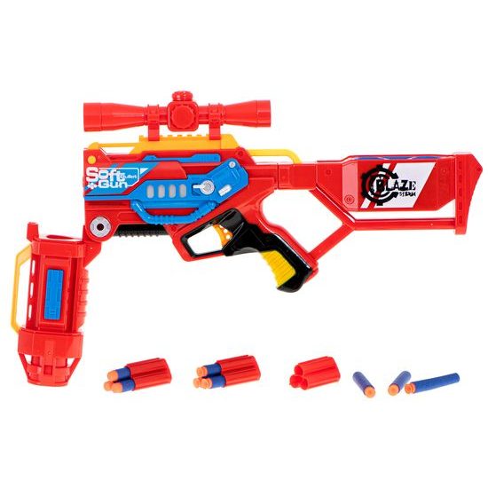 ROZBALENO Velký dětský samopal Blaze Storm RED s pěnovými náboji
