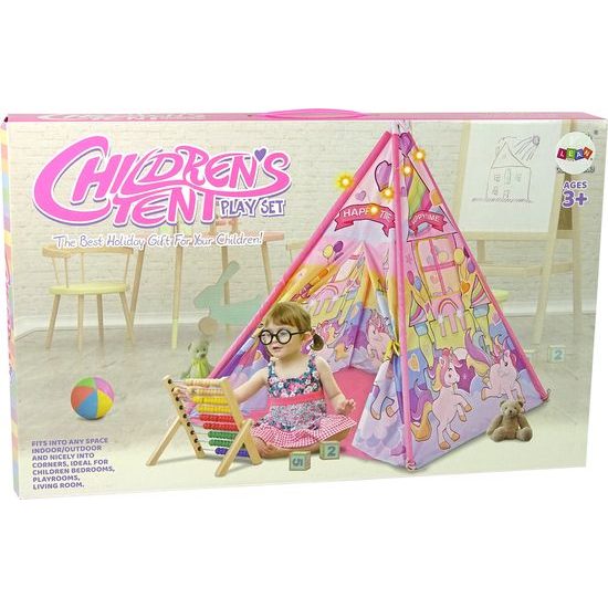 Dětský stan Tipi - jednorožci růžový