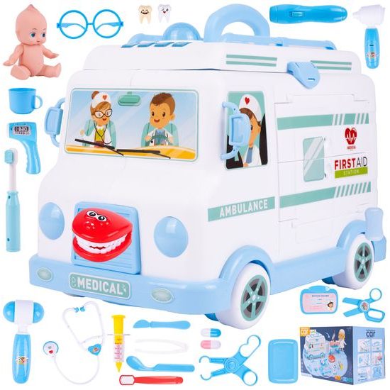 Rozkládací sanitka pro panenku s příslušenstvím Ambulance Car