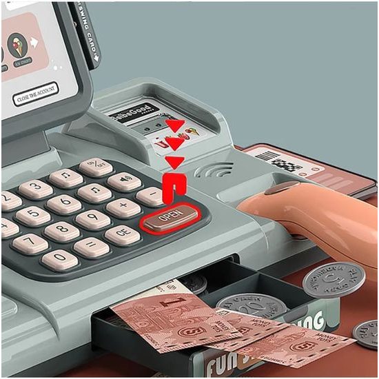 Dětská elektronická pokladna s váhou a pohyblivým pásem Fun Shopping