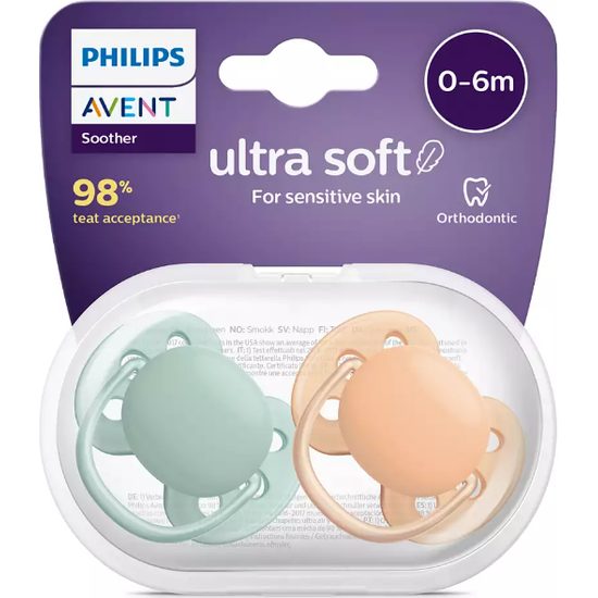 Dětský dudlík soft Philips Avent 0-6m Zelená/oranžová