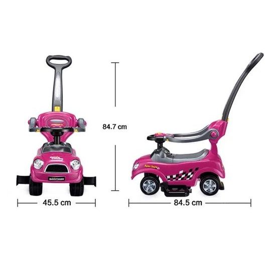 Odrážedlo Super Coupe s vodící tyčí 3v1 fialové