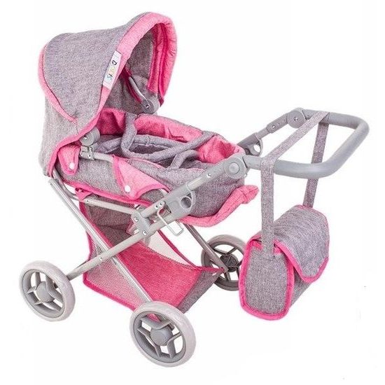 Doris kočárek pro panenky kombinovaný 9346 pastelově šedá