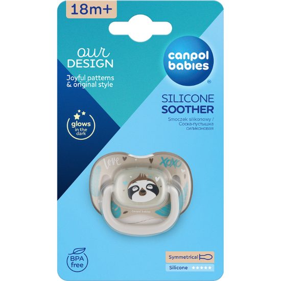 CANPOL babies Dudlík silikonový symetrický EXOTIC ANIMALS 18m+ 1ks lenochod