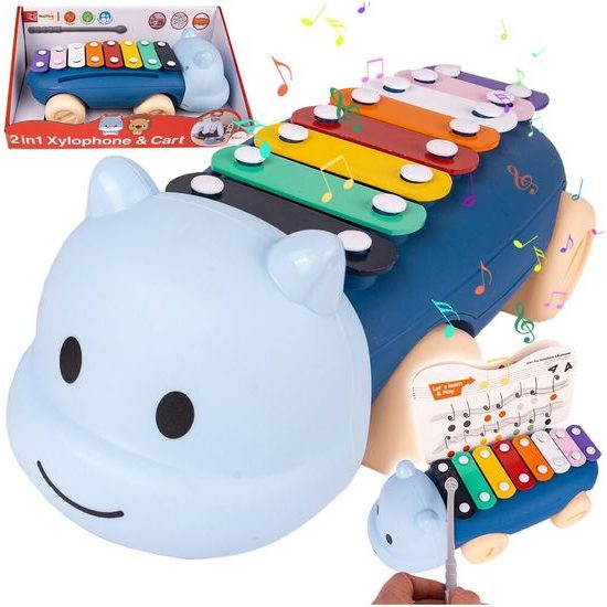 Dětské cimbálky 2v1 s kolečky Hrošík