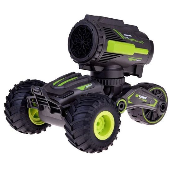 Kaskadérské autíčko na dálkové ovládání s bublifukem Stunt Car - černozelené