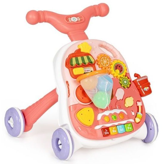 Haunger chodítko 2v1 s hracím stolečkem a košíkovou Active Table - růžové