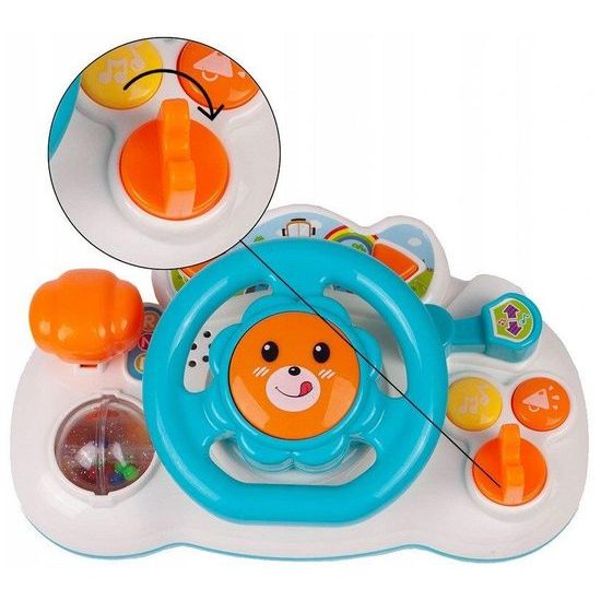 Interaktivní volant pro nejmenší se světlem a zvukem Lion Driver modrý