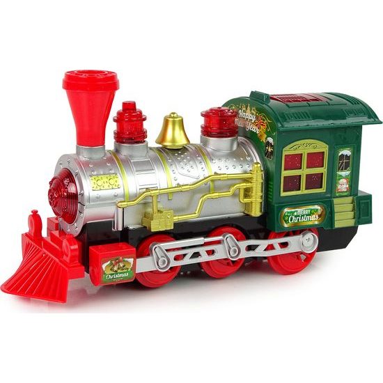 Vánoční lokomotiva se světly a zvuky - zelená