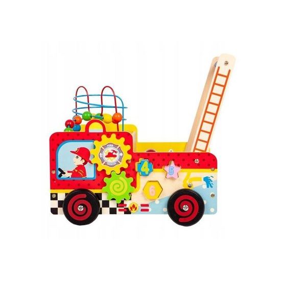 Ecotoys dřevěné multifunkční chodítko Požární auto