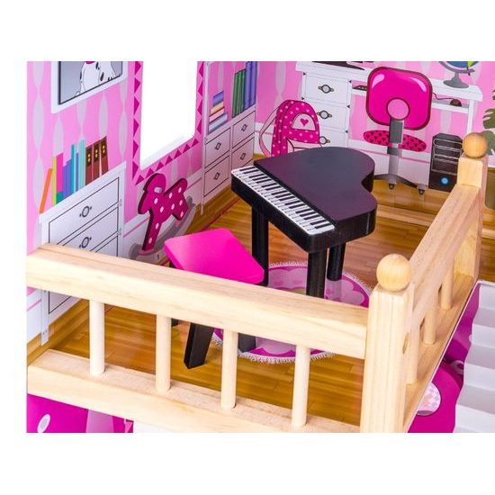 Dřevěný 2 patrový domeček pro panenky s bazénem rezidence Jenny