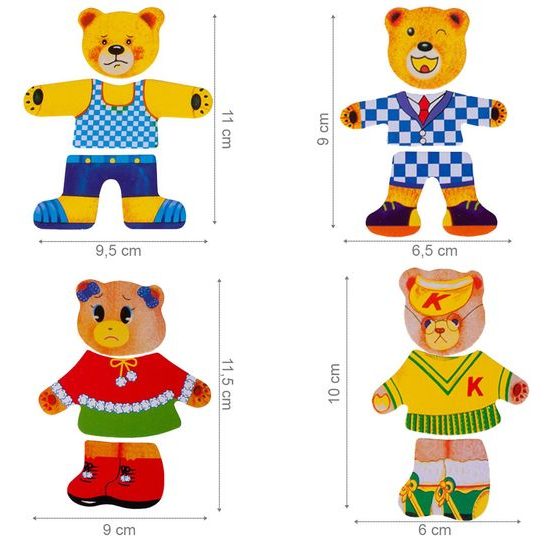 Dřevěná ukládačka s medvídky Bear Dresses