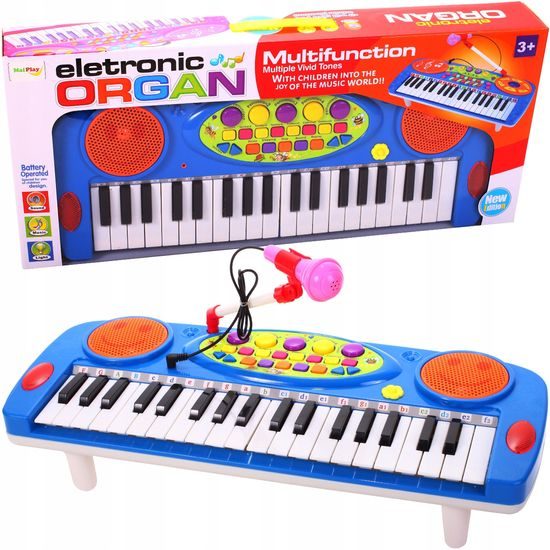 Dětské elektronické klávesy s mikrofonem a nahráváním Music Keyboard modré