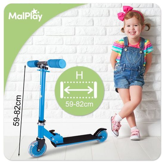 Dětská skládací koloběžka Scooter se svítícími koly - modrá