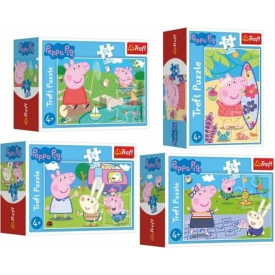 Minipuzzle 54 dílků Šťastný den Prasátka Peppy/Peppa Pig - mix 4 druhy