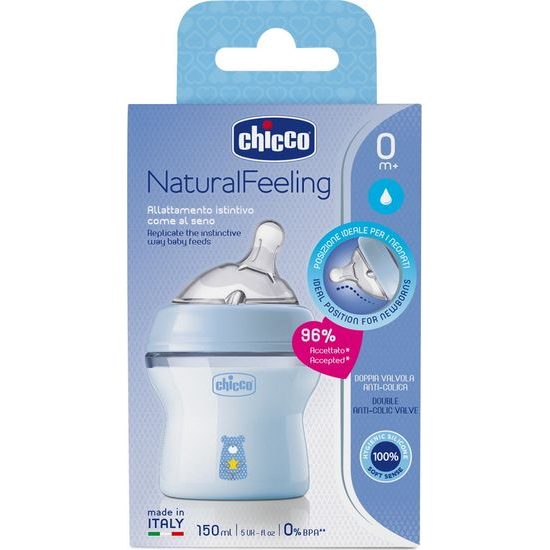 CHICCO Láhev kojenecká Natural Feeling 150ml, 0m+, Boy