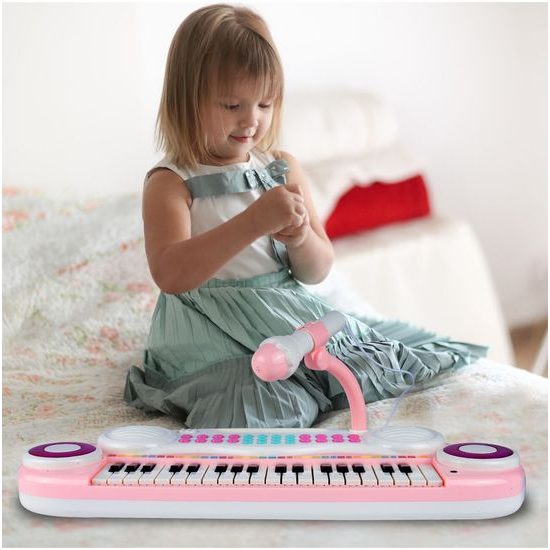 Dětské elektronické klávesy s mikrofonem a židličkou Magic Keyboard