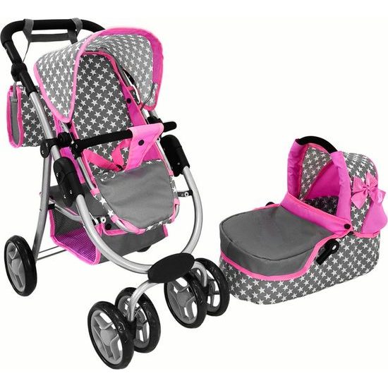 Kočárek pro panenky 2v1 Gondola Bag Pink Stars