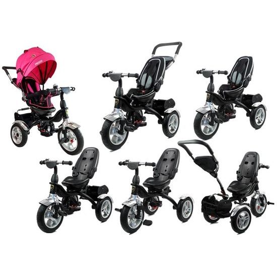 Majlo Toys tříkolka 2v1 s nafukovacími koly PRO600 růžová