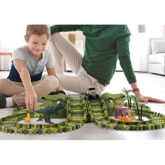 Autodráha s autíčkem na baterie a dinosaury 200 dílků Dino Track