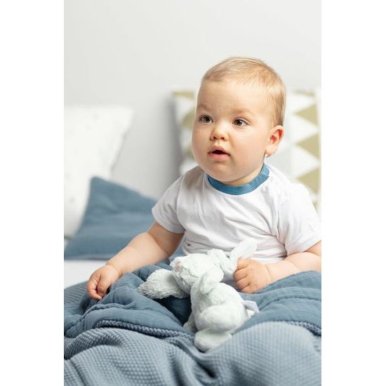 Pletená sada z mušelínu do postýlky a kočárku Sensillo modrá