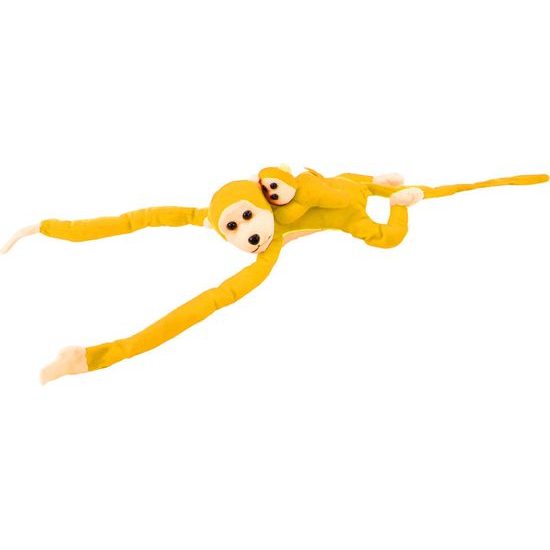 Plyšová opice s miminkem žlutá 70 cm
