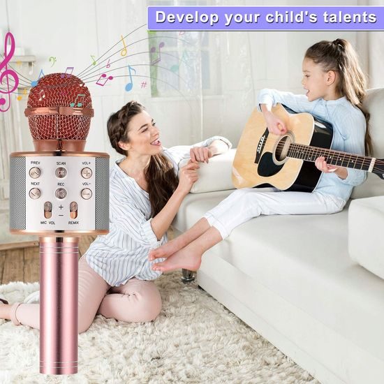 Bezdrátový karaoke mikrofon Hifi Speaker Rose Gold