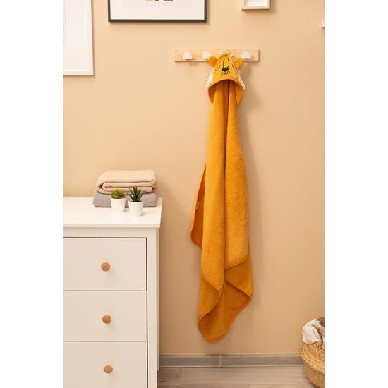 Dětská osuška s kapucí Lev 90x90cm ecru