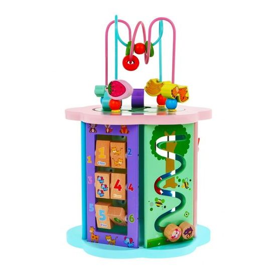 Majlo Toys dřevěná edukační kostka s labyrintem 8v1