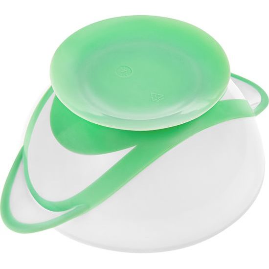 Dětská miska s přísavkou a se lžičkou Akuku bílo - zelená