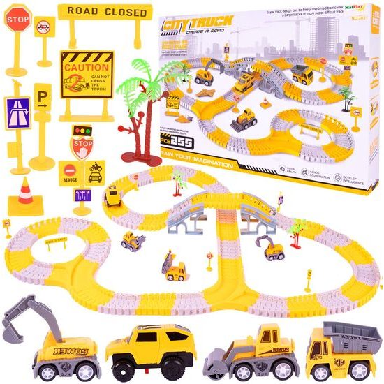 Autodráha s autíčkem na baterie a stavebními stroji 255 dílků City Truck