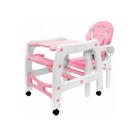 Ecotoys jídelní židlička s houpačkou 3v1 růžová