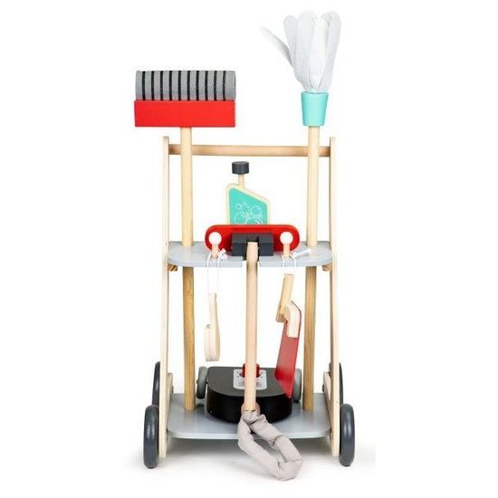 Ecotoys dřevěný úklidový vozík s vysavačem