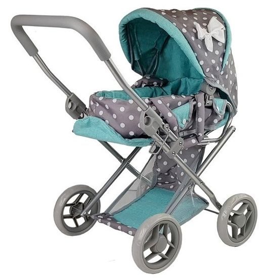 Kočárek pro panenky Alice 9346D kombinovaný šedo-mentolový