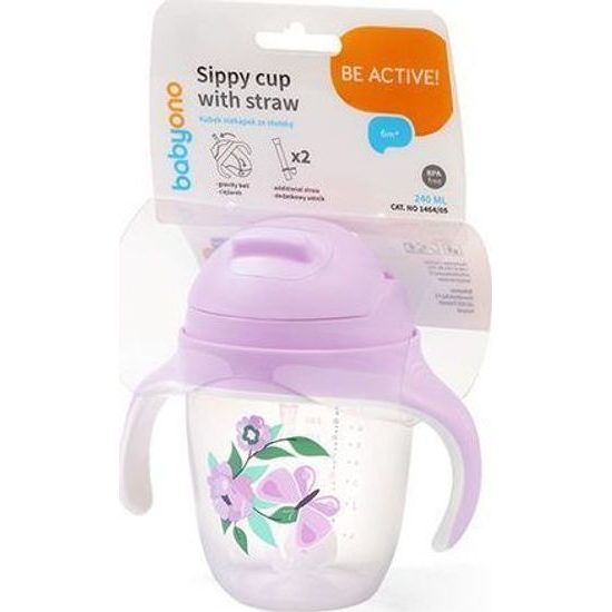 Dětský hrneček se zatíženým brčkem - fialový