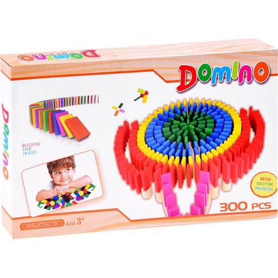Dřevěné barevné kostky DOMINO 300 dílků