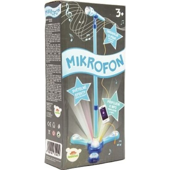 Modrý Mikrofon karaoke na baterie