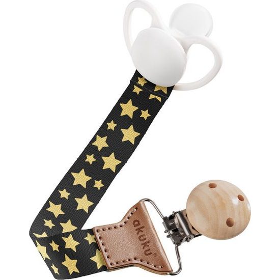 Stuha s klipem na dudlík, zlaté hvězdy