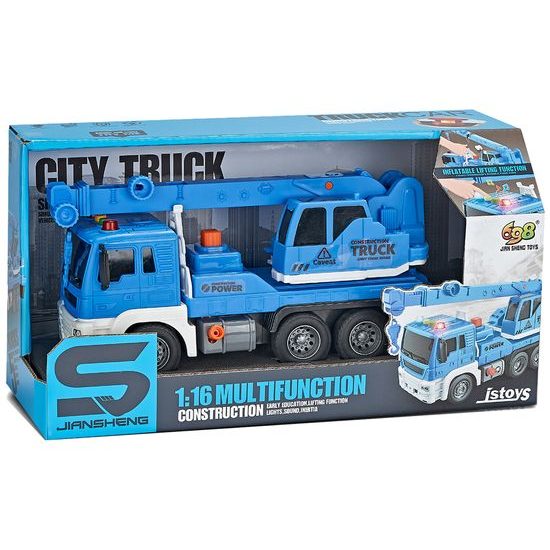 Autojeřáb se světlem a zvukem City Truck 1:16 - modrý