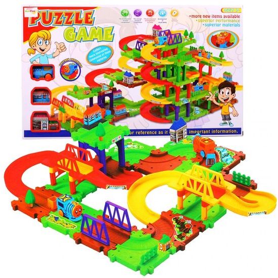 Parkovací garáž s lokomotivou na baterie Puzzle Parking