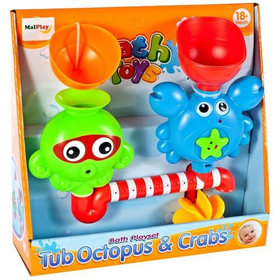 Chobotnice s krabem a kolovrátkem pro děti do vany Tubs Crab