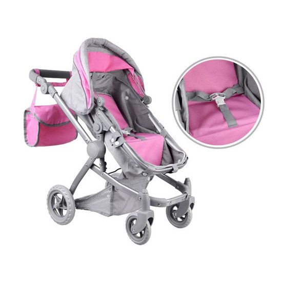 Kočárek pro panenky 4v1 kombinovaný Alice 4543 růžový