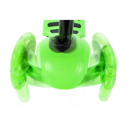 Dětská koloběžka Bedrunka zelená se sedátkem a svítícími koly