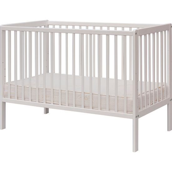 Dětská postýlka Scarlett DOMINIK s vyndavacími příčkami borovice - bílá 120 x 60 cm