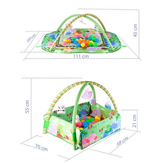 Hrací deka 3v1 se 30 míčky Game Carpet zelená