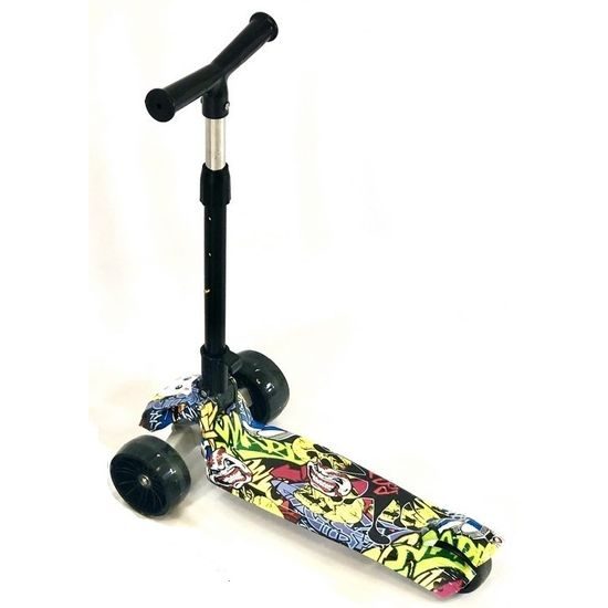 Majlo Toys dětská koloběžka Comics se svítícími koly černá