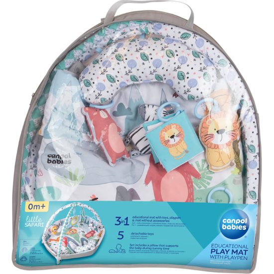 CANPOL babies Edukativní hrací deka s ohrádkou SAFARI 0m+