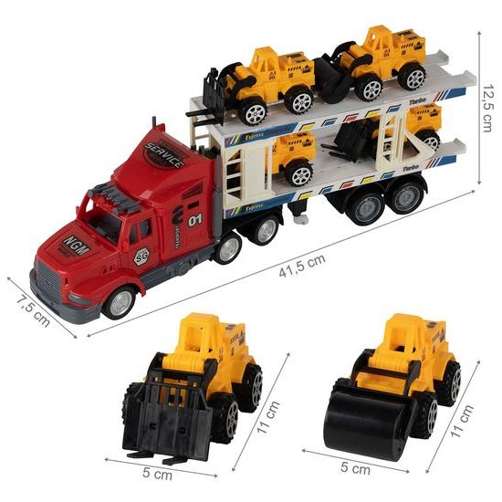 Nákladní autíčko se stavebními stroji na dálkové ovládání Truck Transport