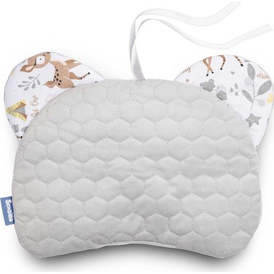 Sensillo Poduška do kočárku velvet zvířátka bílá